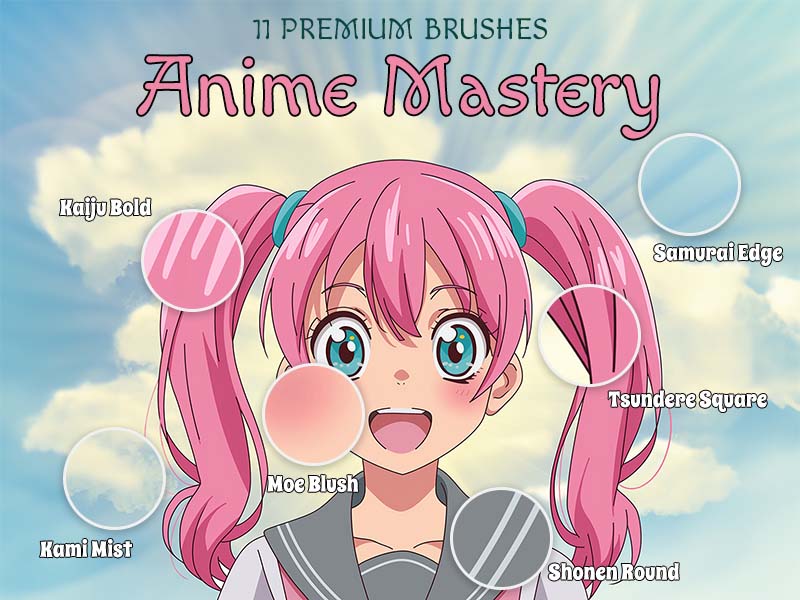 Anime Mastery Procreate brush pack preview