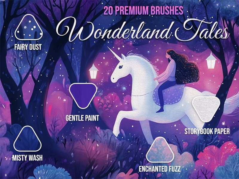 Wonderland Tales Procreate brush pack preview