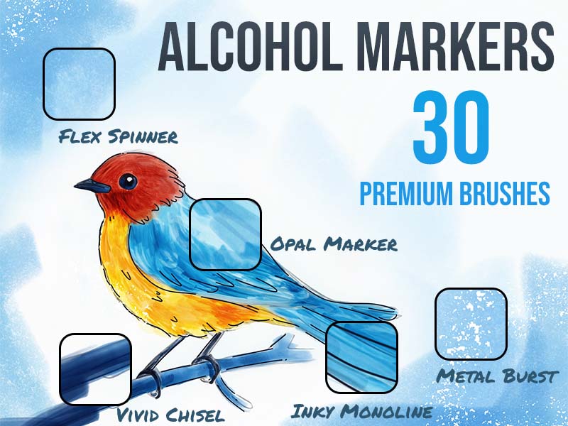 Alcohol Markers Procreate brush pack preview