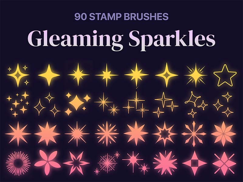 Gleaming Sparkles Procreate brush pack preview