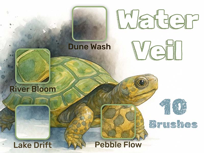 Water Veil Procreate brush pack preview