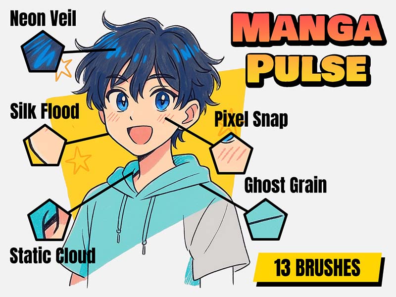 Manga Pulse Procreate brush pack preview