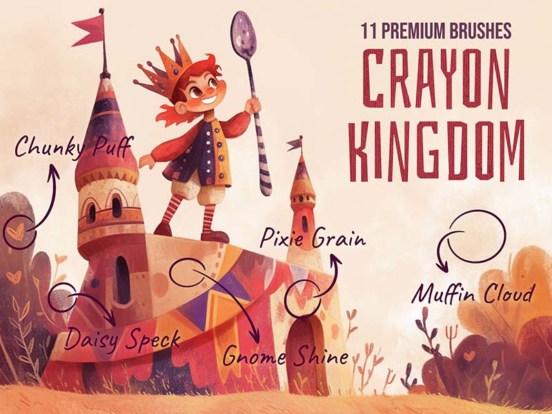 Crayon Kingdom Procreate brush pack preview