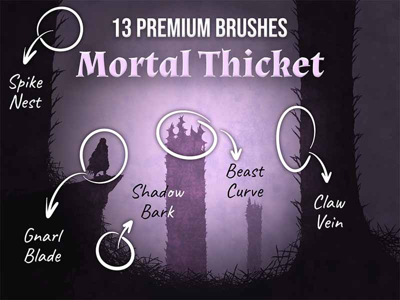 Mortal Thicket Procreate brush pack preview
