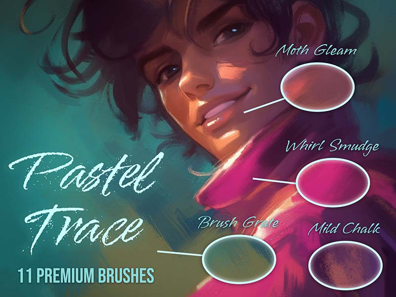 Pastel Trace Procreate brush pack preview