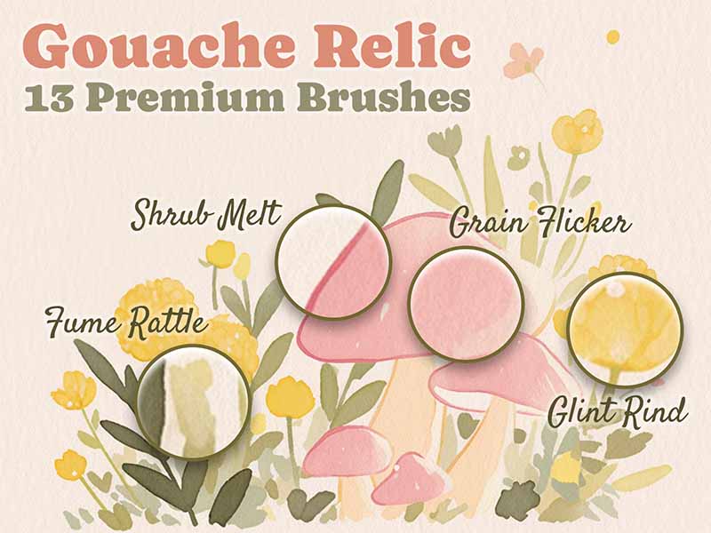 Gouache Relic Procreate brush pack preview