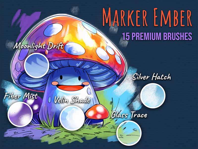 Marker Ember Procreate brush pack preview