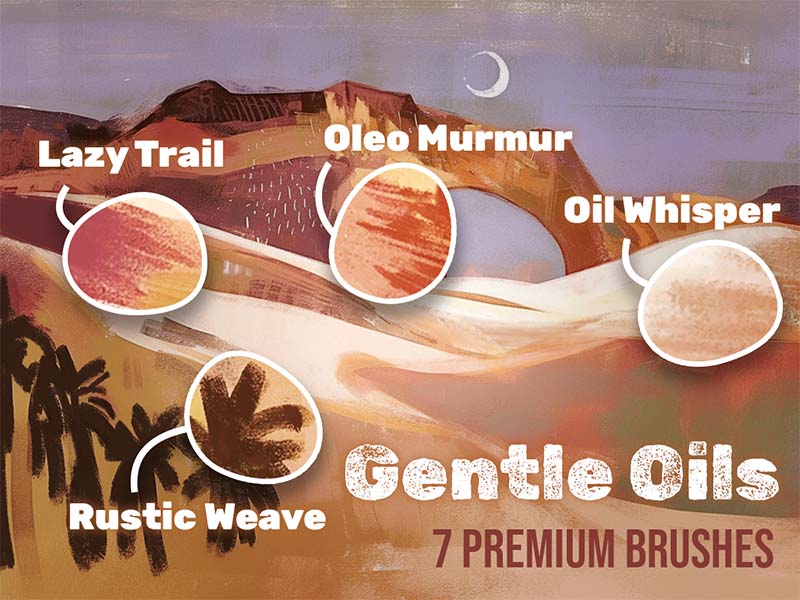 Gentle Oils Procreate brush pack preview