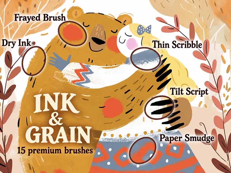 Ink&Grain Procreate brush pack preview