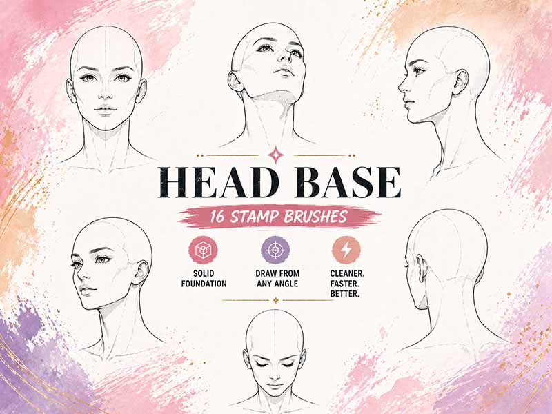 Female Head Base Procreate brush pack preview