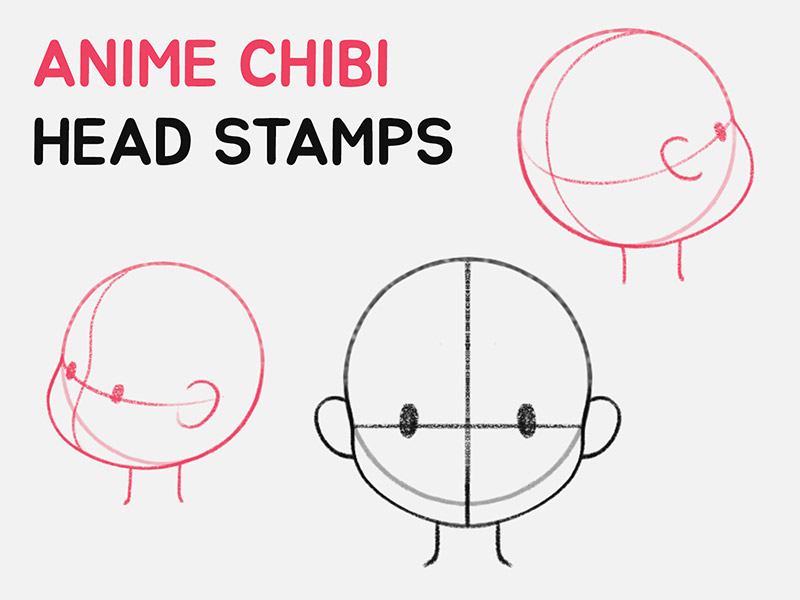 Chibi Heads Procreate brush pack preview