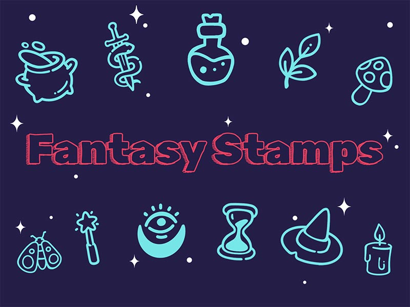Fantasy Stamps Procreate brush pack preview