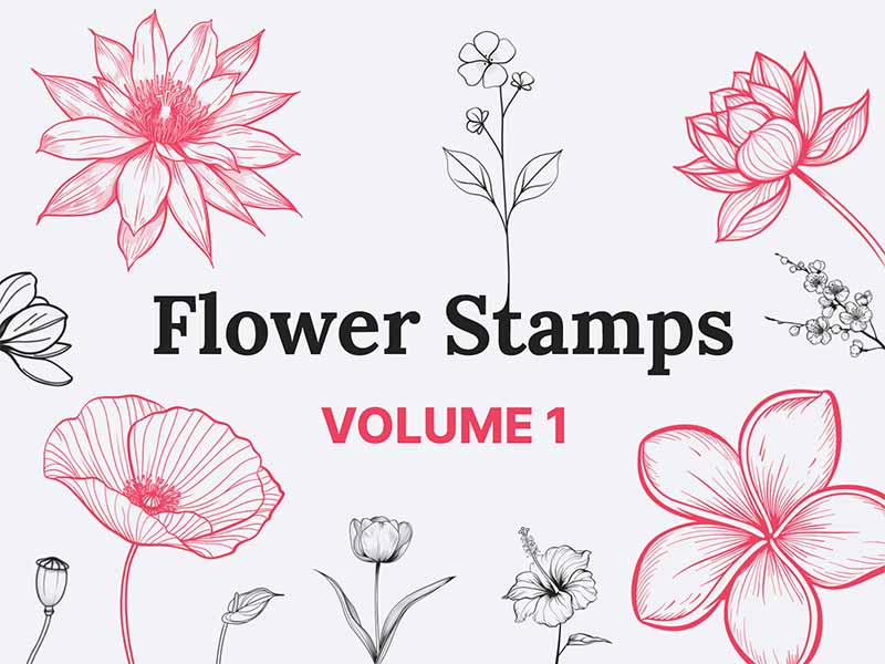 Flower Stamps Vol.1 Procreate brush pack preview