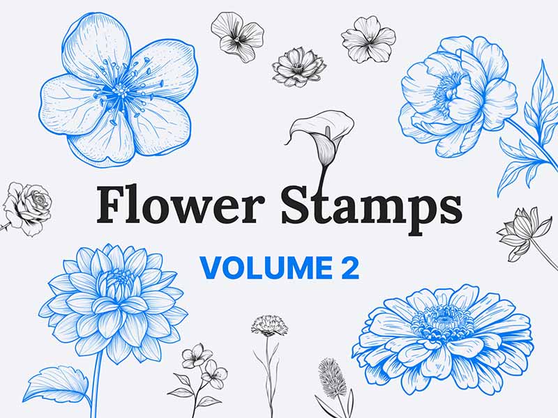 Flower Stamps Vol.2 Procreate brush pack preview