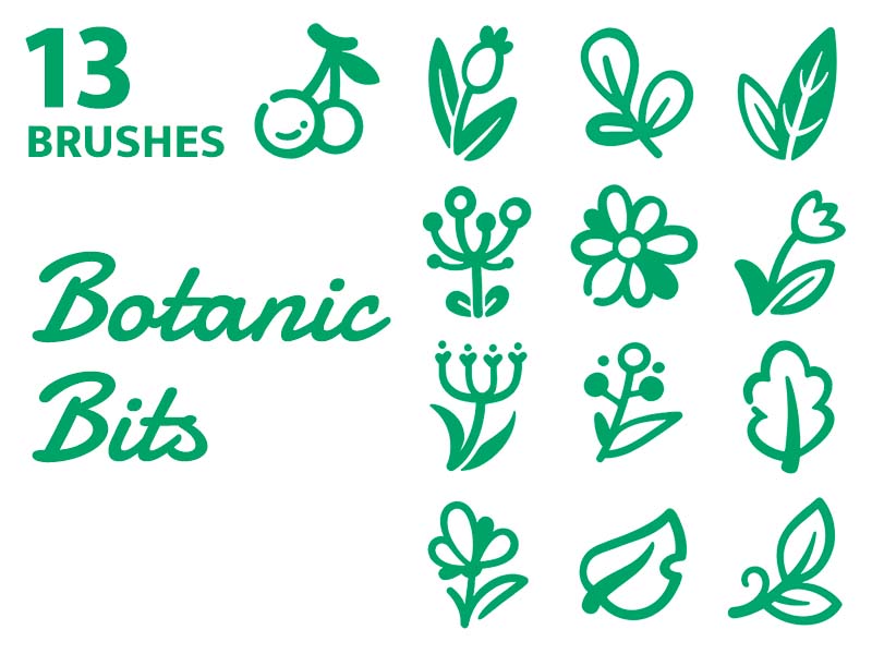 Botanic Bits Procreate brush pack preview