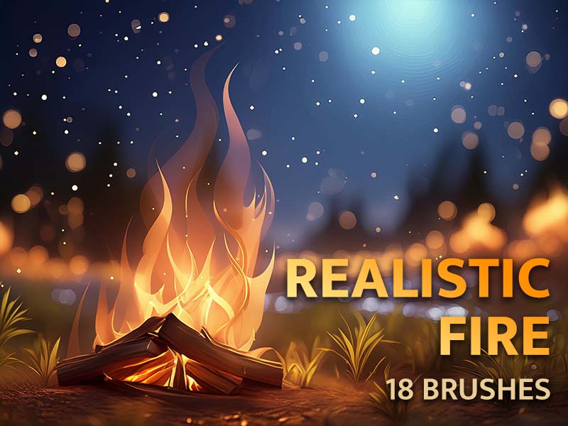 Realistic Fire Procreate brush pack preview