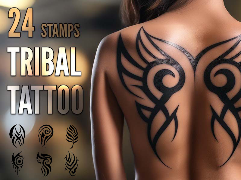 Tribal Tattoo Procreate brush pack preview