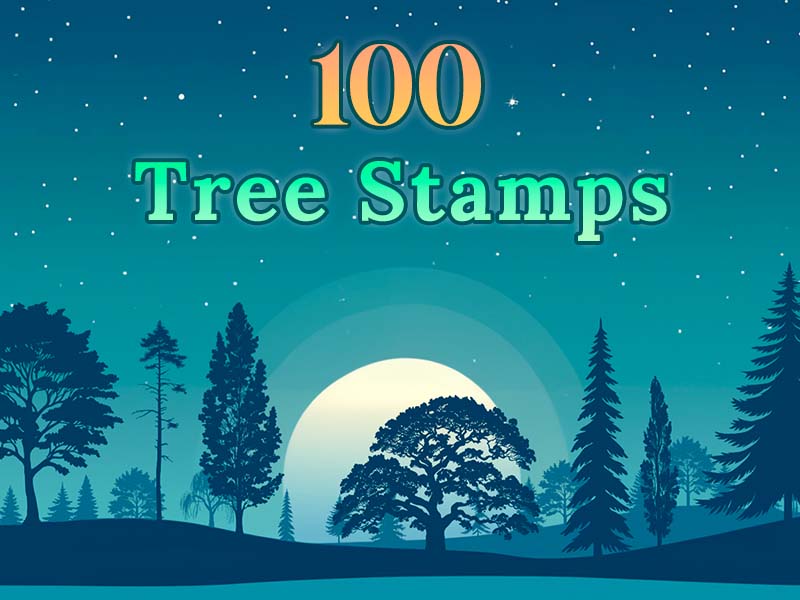 Tree Stamps Procreate brush pack preview
