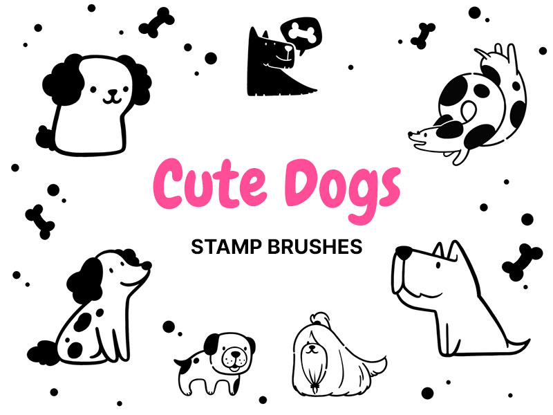 Cute Dogs Procreate brush pack preview