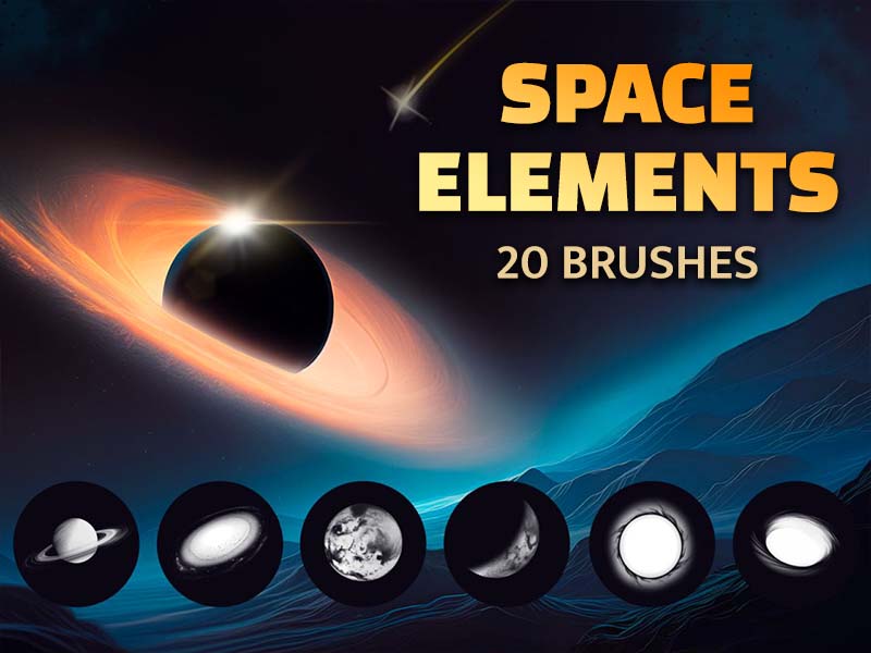 Space Elements Procreate brush pack preview