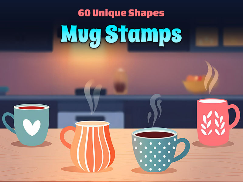 Mug Stamps Procreate brush pack preview
