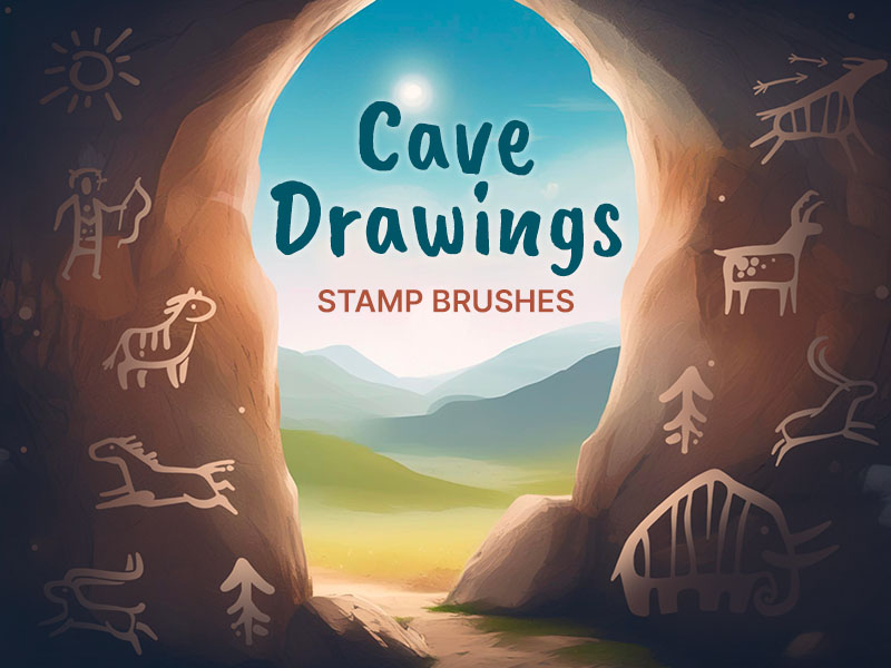 Cave Drawings Procreate brush pack preview