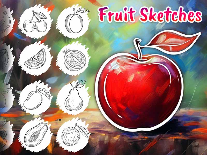 Fruit Sketches Procreate brush pack preview
