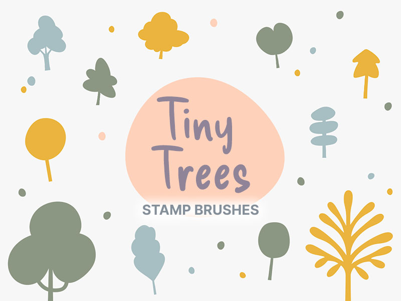 Tiny Trees Procreate brush pack preview