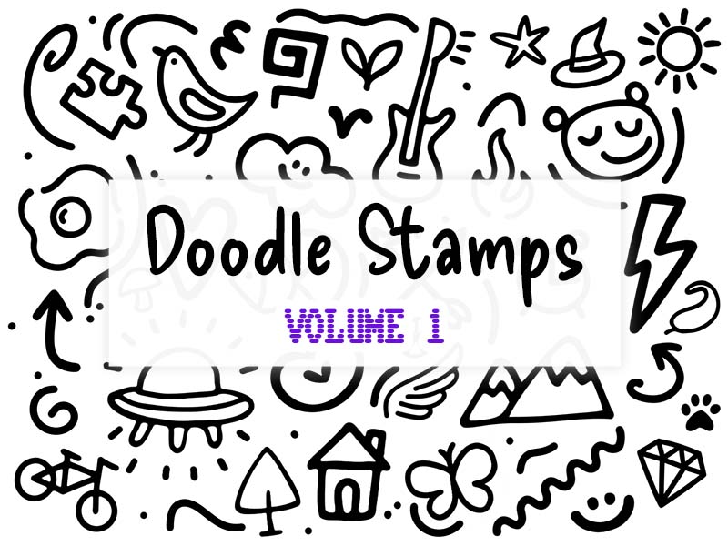 Doodle Stamps Vol.1 Procreate brush pack preview