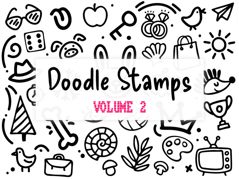 Doodle Stamps Vol.2 Procreate brush pack preview