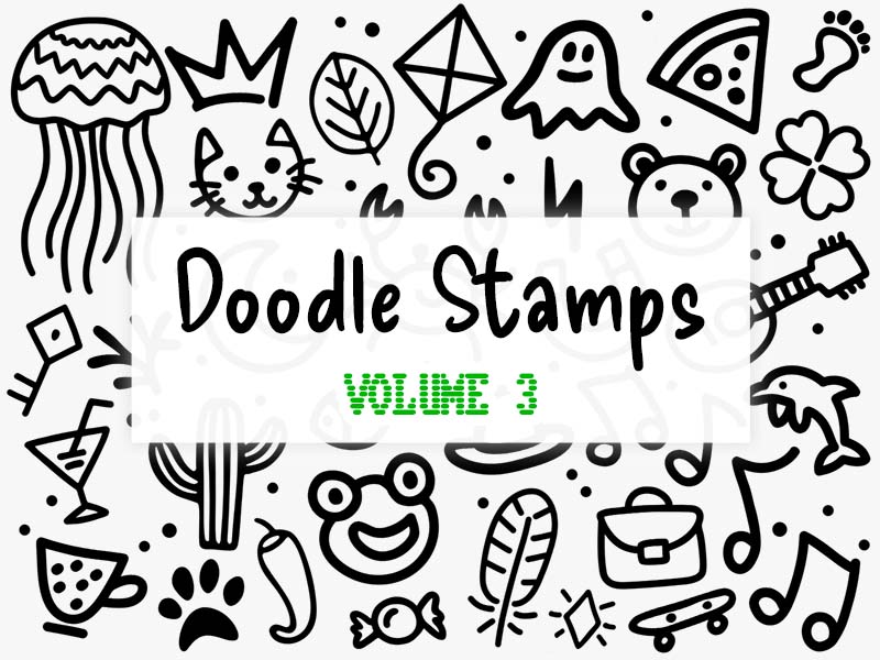 Doodle Stamps Vol.3 Procreate brush pack preview