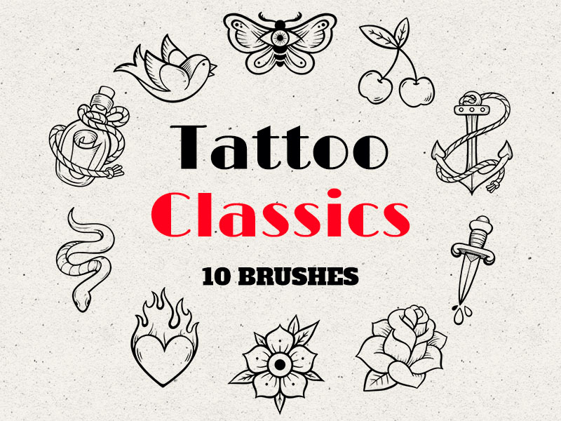 Tattoo Classics Procreate brush pack preview