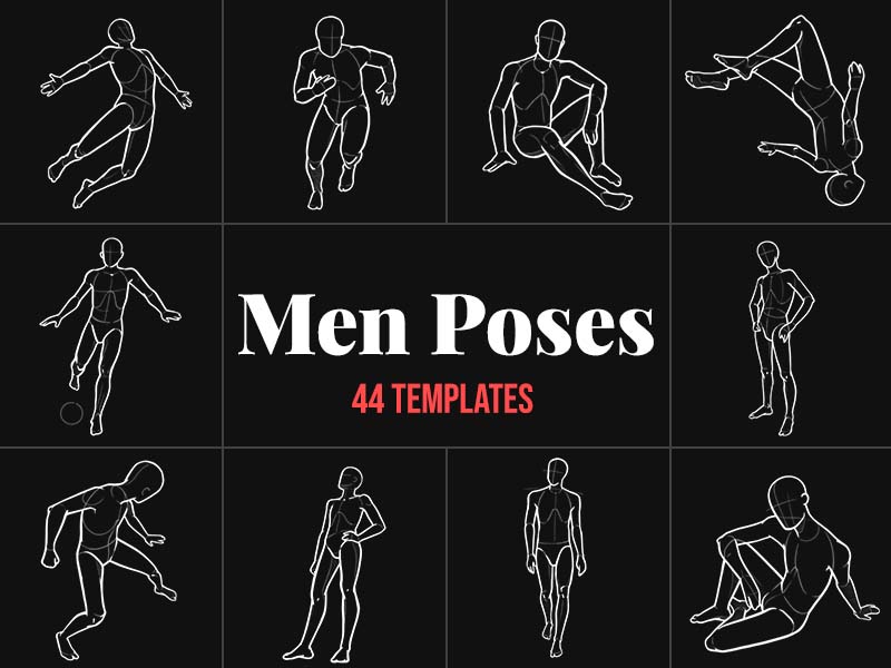 Men Poses Procreate brush pack preview